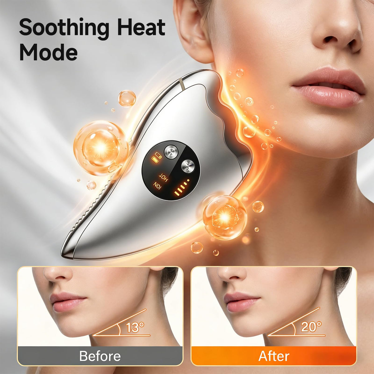 SUNLUXY massager showing five adjustable micro-current levels.