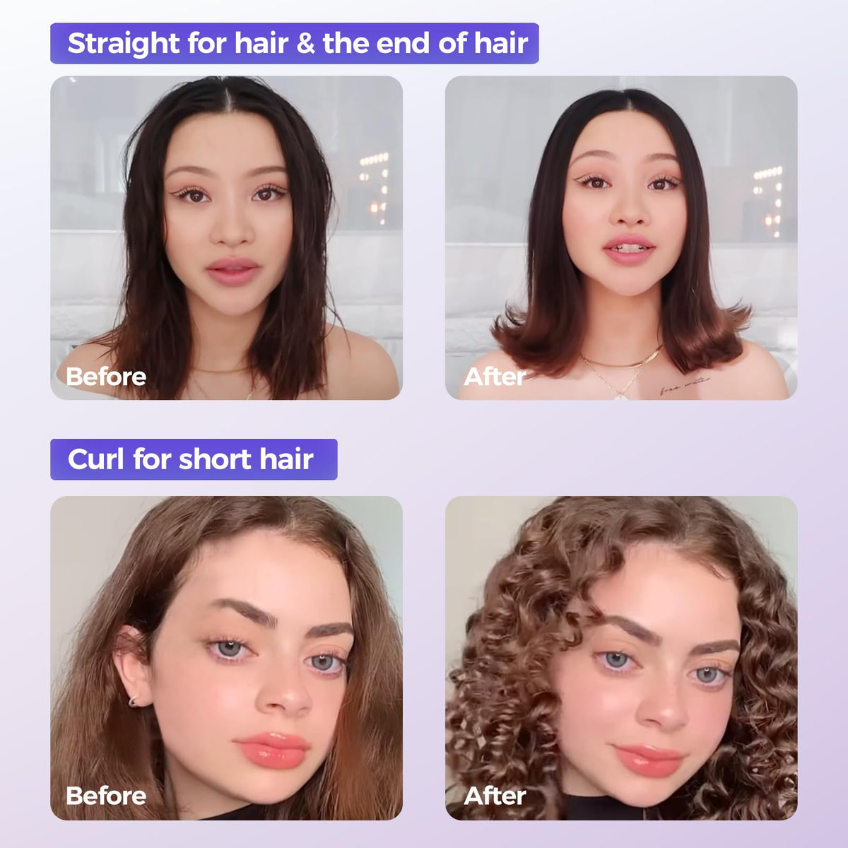SUNMAY one-tool styling for straight or curled looks.