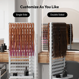 Sunnacate adjustable peg rows customize spacing for comfortable standing or seated braiding.