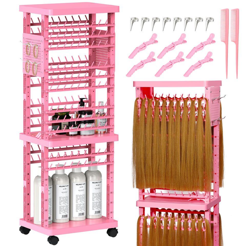 Sunnacate braiding rack with 220 pegs organized for extensions and natural hair