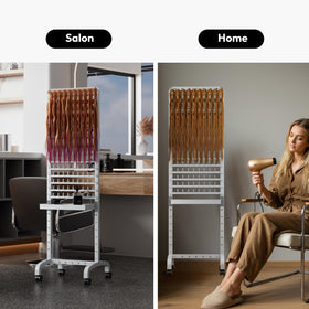 Sunnacate double-bar stand maximizes capacity for multiple braiding tasks.