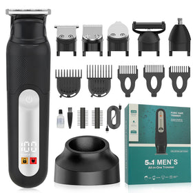 SUNNOW electric 5-in-1 trimmer with interchangeable heads for detailed at-home grooming.