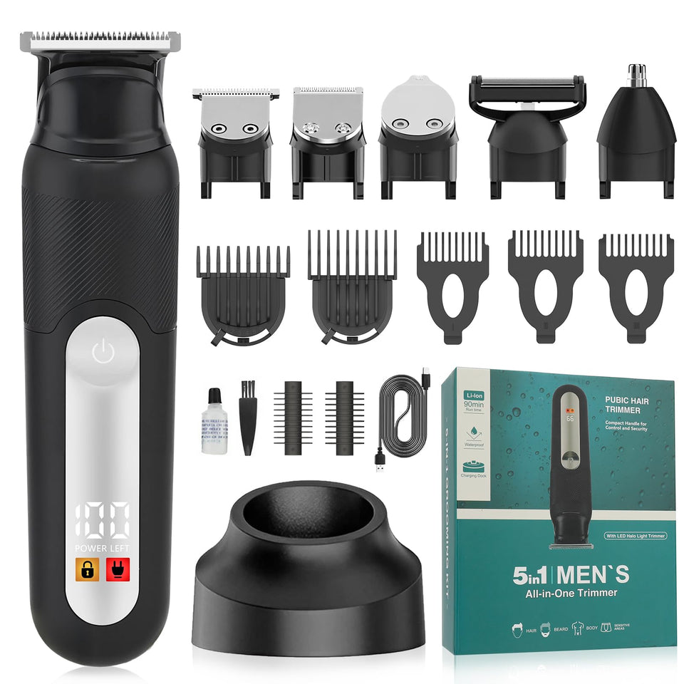 SUNNOW electric 5-in-1 trimmer with interchangeable heads for detailed at-home grooming.