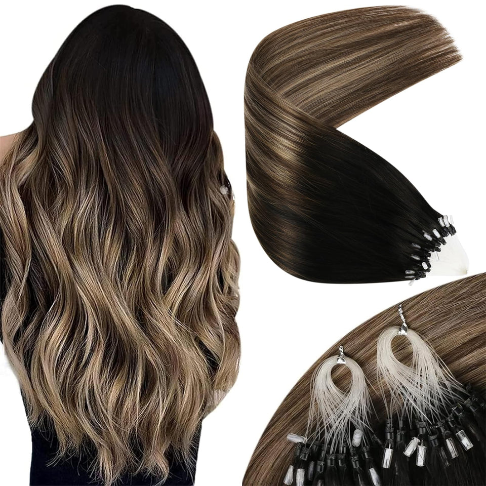 Sunny Hair 18-inch microlink extensions blend seamlessly for natural volume and length.