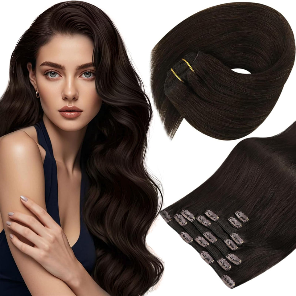 Sunny Hair clip-in extensions packaging showing easy at-home use