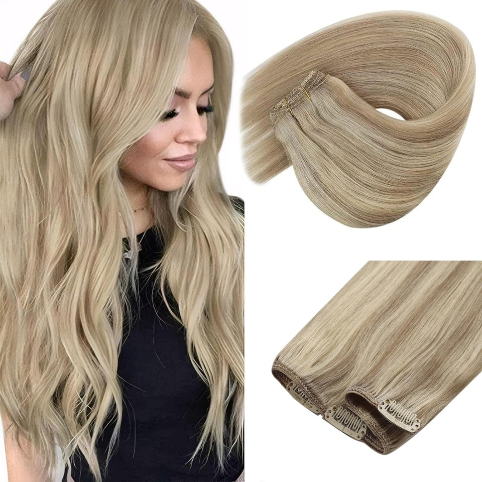Sunny Hair clip-in extensions in real human hair add instant length and volume for everyday wear.