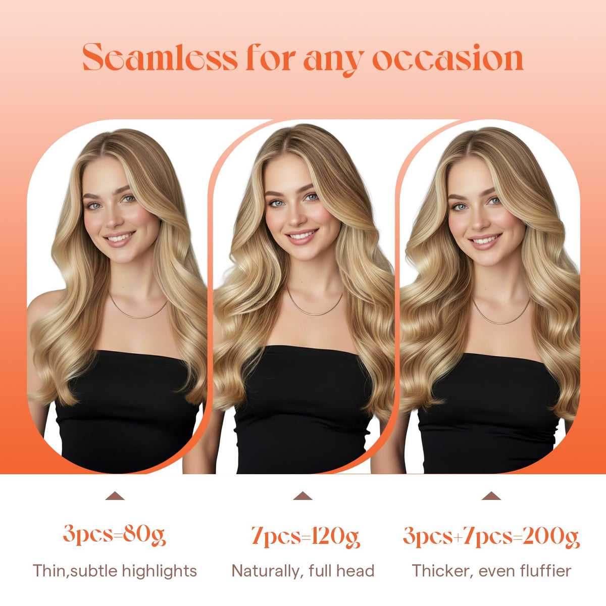 Sunny Hair clip-in extensions showing stainless steel clips with soft rubber backing
