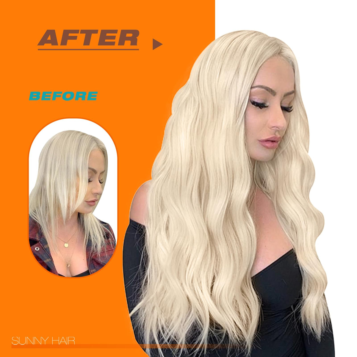 Sunny Hair Dyeable Tape-In Extensions; compatible with darker shade dyeing.