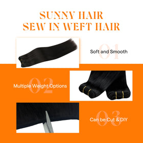 Sunny Hair hand-tied bundles create smooth, tangle-free straight styling.