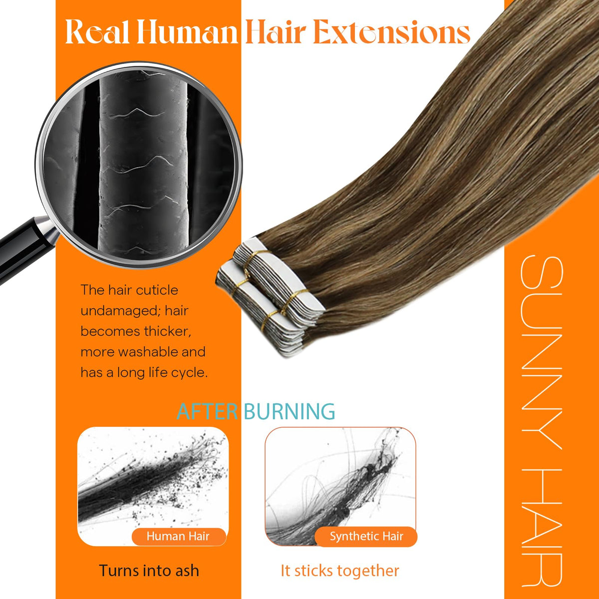 Sunny Hair heat-styling ready close-up—versatile styling with straighteners and curlers