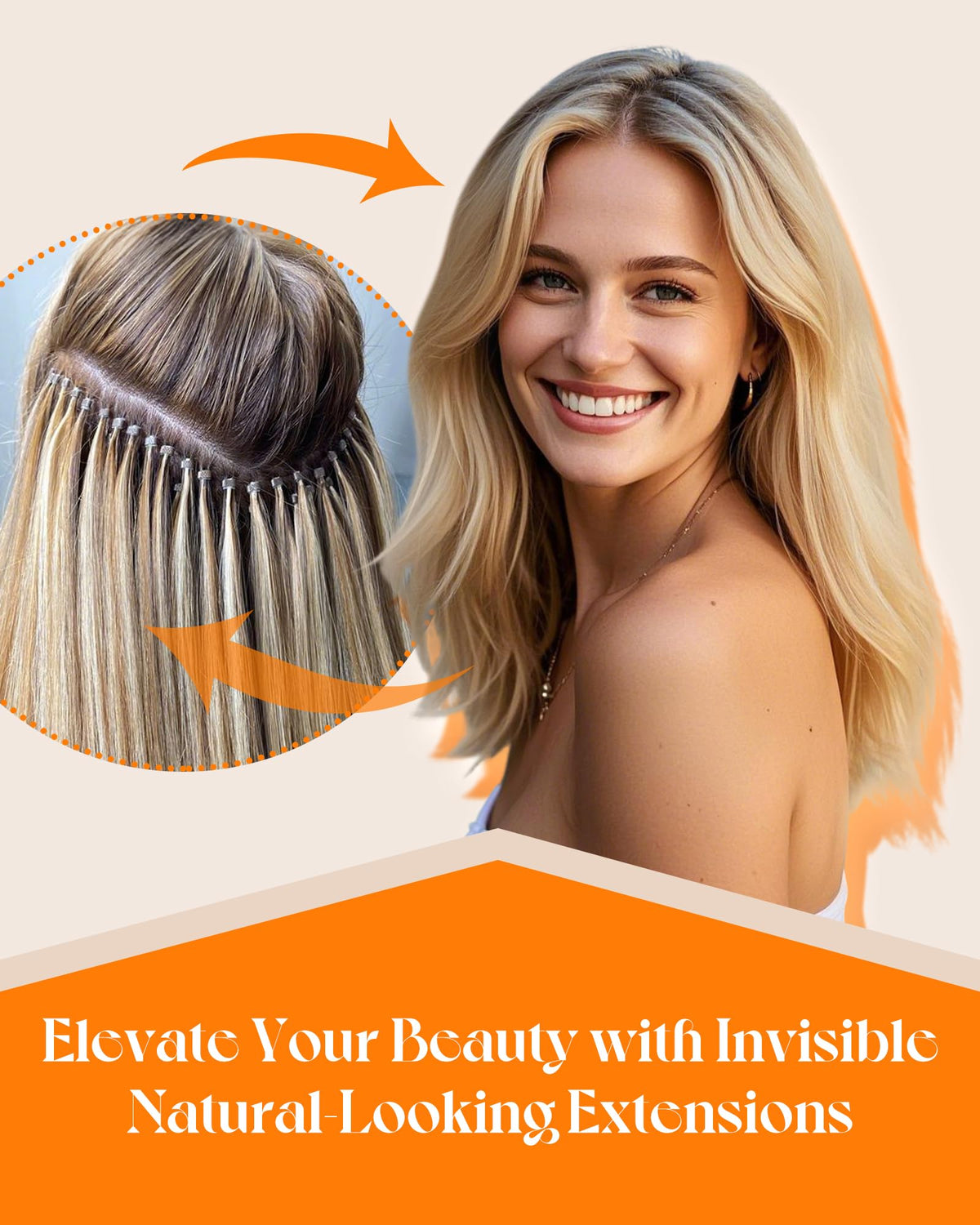Sunny Hair Remy human hair Itip extensions highlighting natural texture and shine.