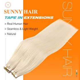 Sunny Hair Remy Human Hair Tape-In Extensions 22in; smooth, durable, versatile styling.