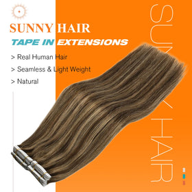 Sunny Hair Remy tape-in weft close-up—reinforced hair with smooth attachment