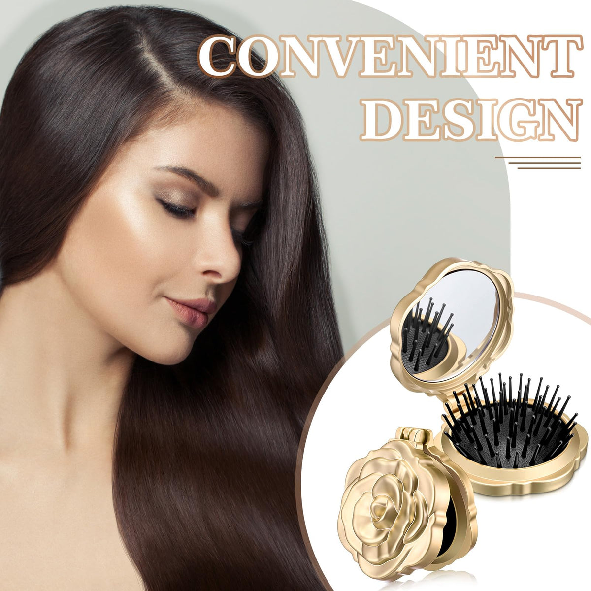 Sunnychicc portable purse hairbrush keeps your look polished anywhere.