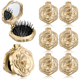 Sunnychicc rose travel brush with mirror offers a compact on-the-go touch-up solution.