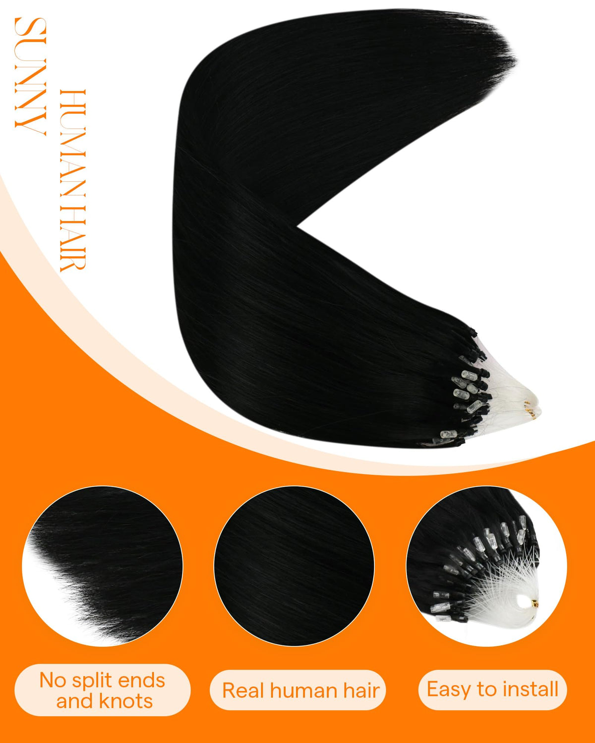 Sunny Hair micro bead installation demonstrates scalp-friendly application.