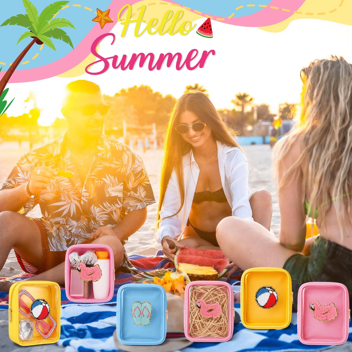 Sunnymove flipflop makeup bag—durable, transparent case ideal for poolside essentials