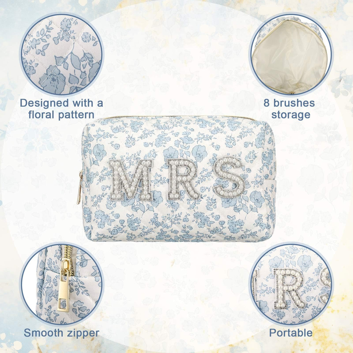 Interior view demonstrating Sunnymove bag large capacity for makeup and essentials.