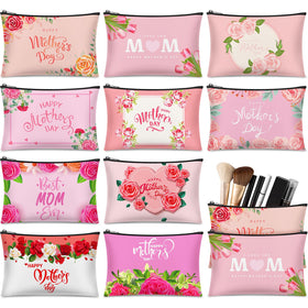 Sunnymove Mother's Day canvas makeup bag with floral pattern for travel organization.