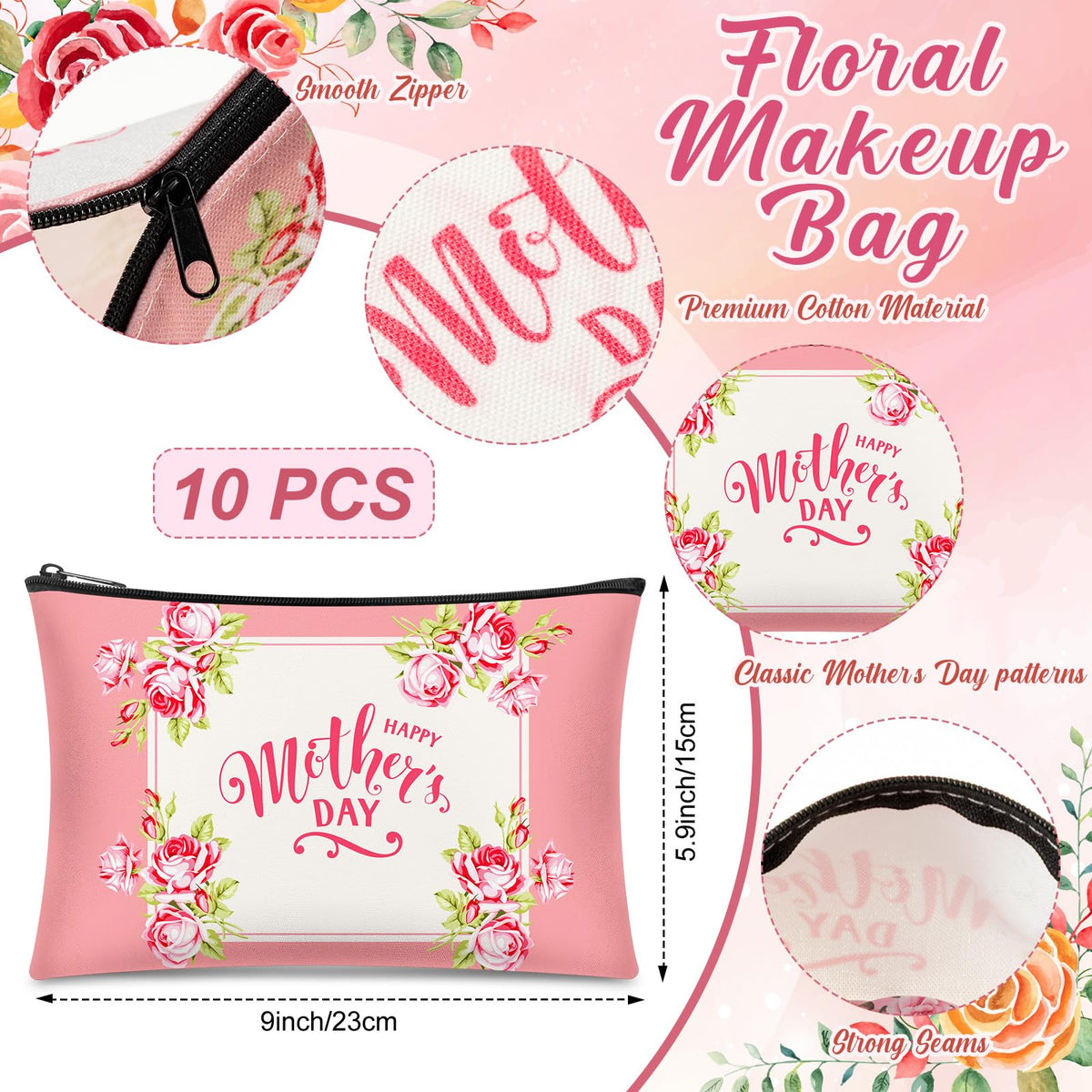 Sunnymove floral canvas makeup bag designed for easy access during trips.