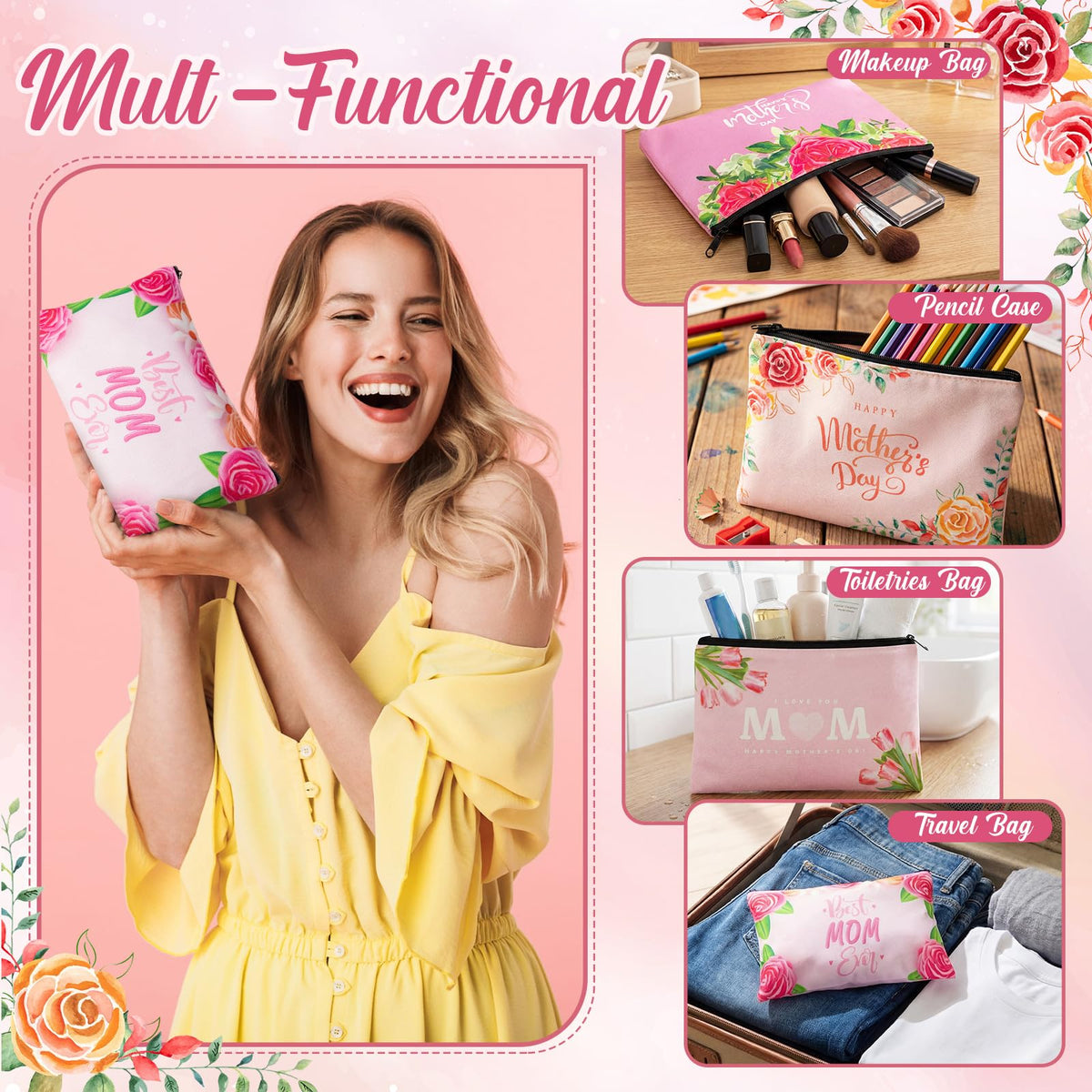 Sunnymove Mother's Day bag showcases durability with a zipper closure.