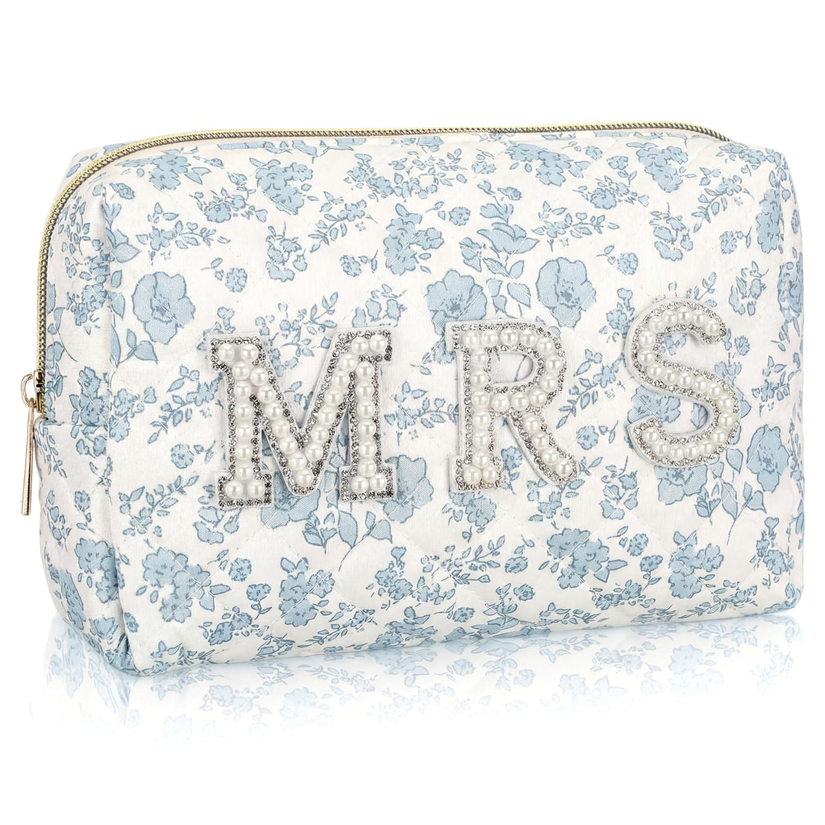 Sunnymove Mrs patch exterior on the bridal makeup bag for a refined look.
