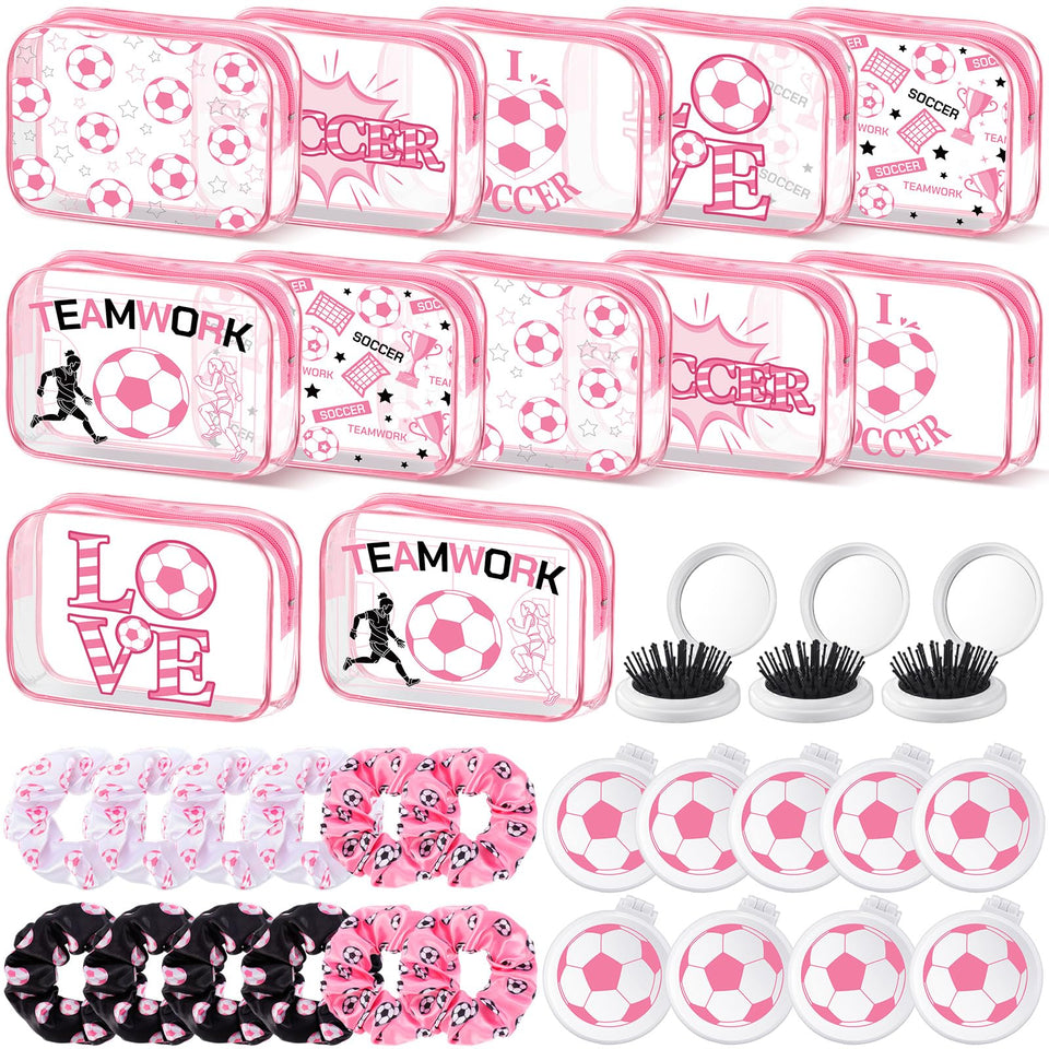 Sunnymove pink soccer makeup bag for organized travel and daily cosmetics.