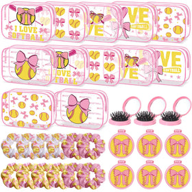 Sunnymove pink softball makeup bag for compact cosmetics on the go.