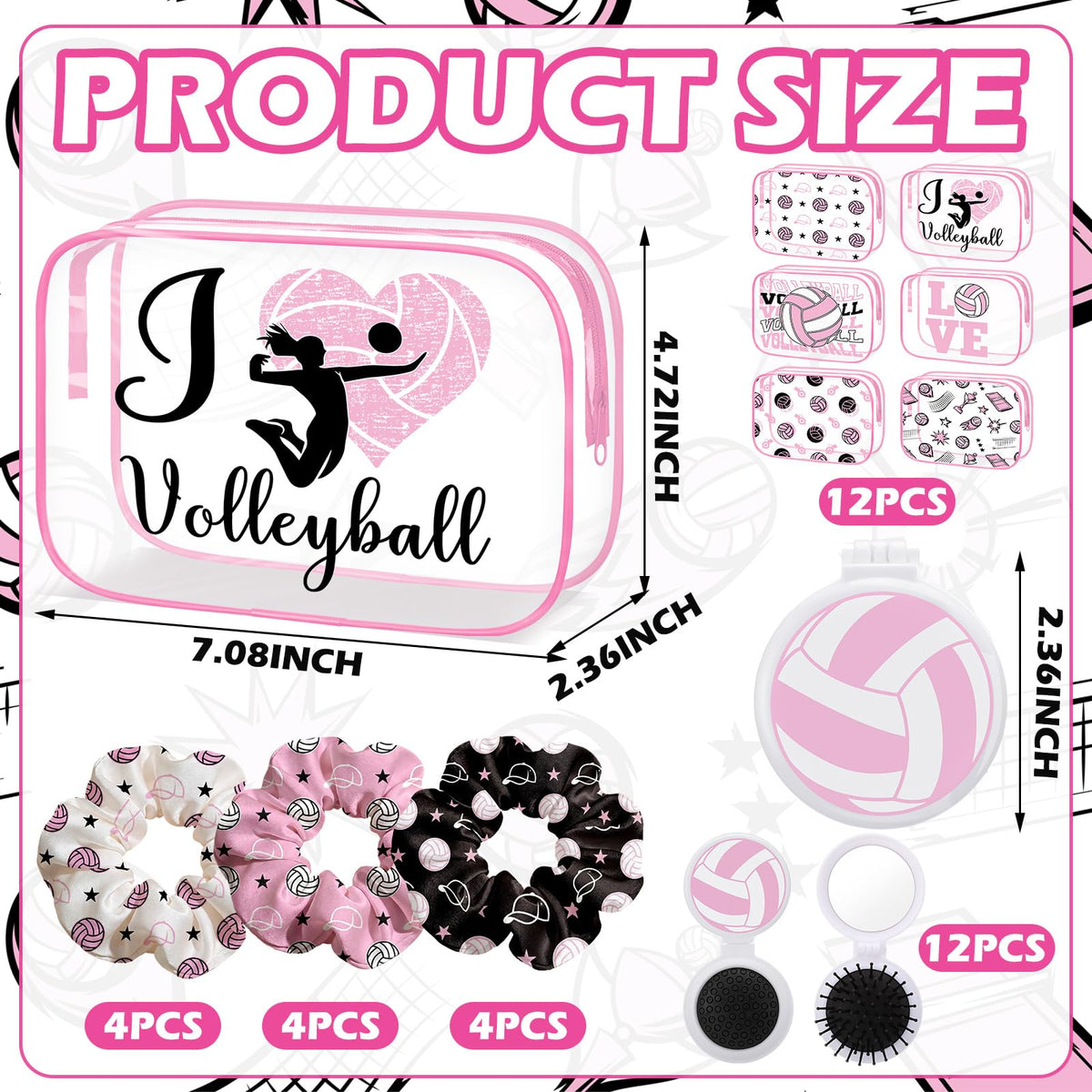 Sunnymove pink volleyball folding brush compact for quick grooming