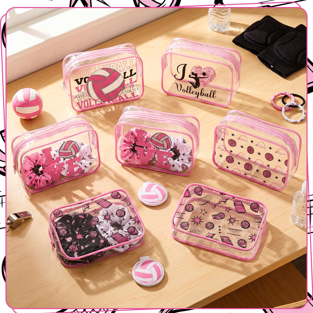 Sunnymove pink volleyball hair scrunchies for sporty styles