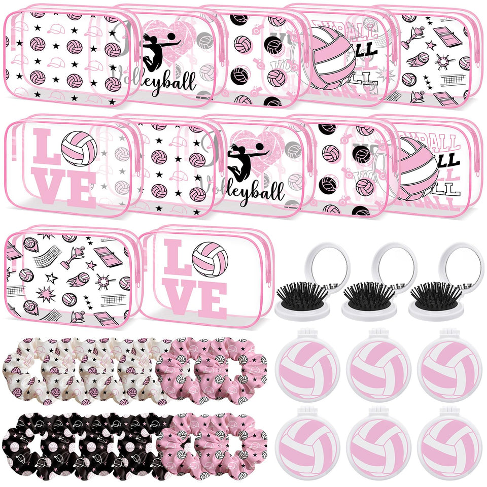 Sunnymove pink volleyball makeup bag for organized travel and storage