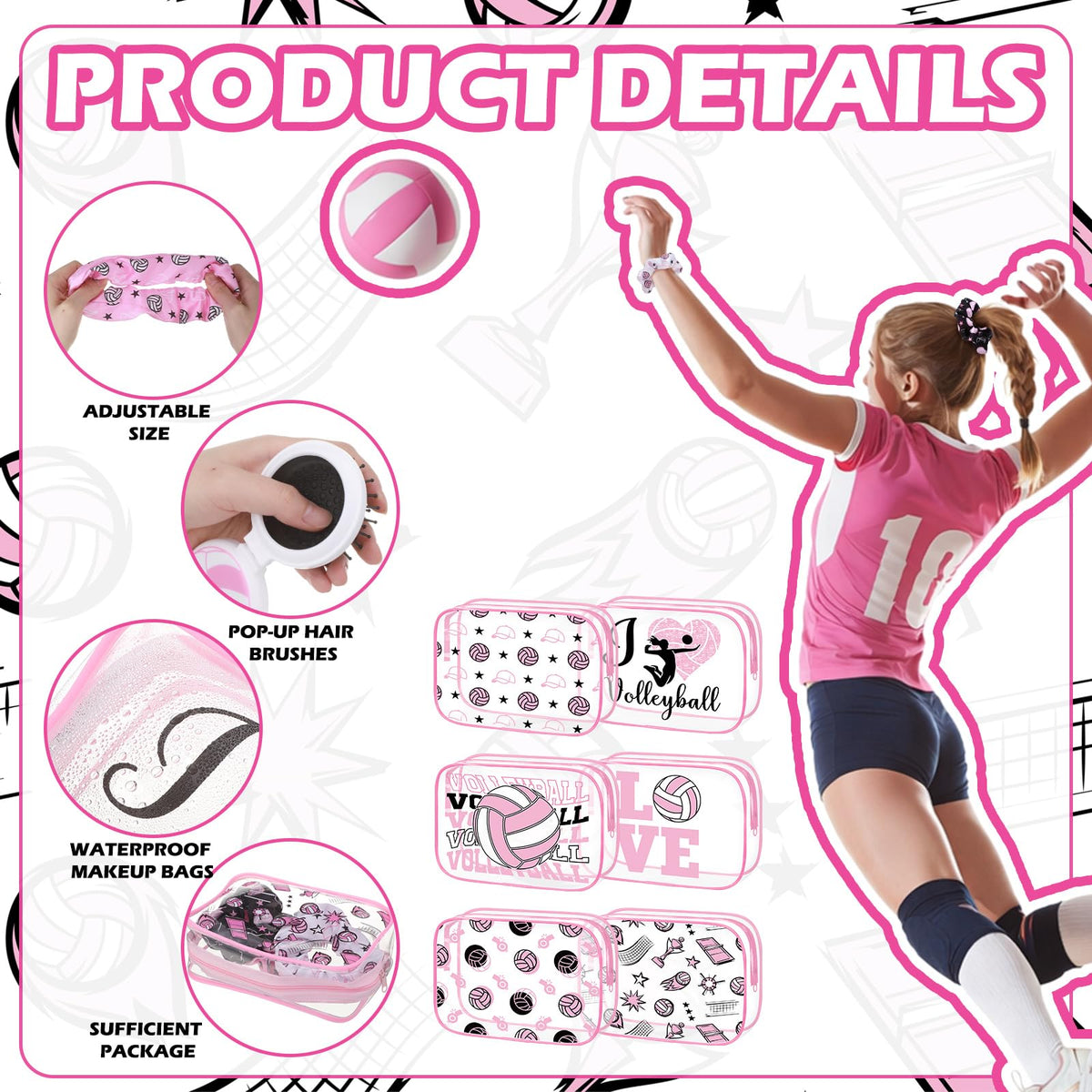 Sunnymove pink volleyball round mirror for on-the-go checks