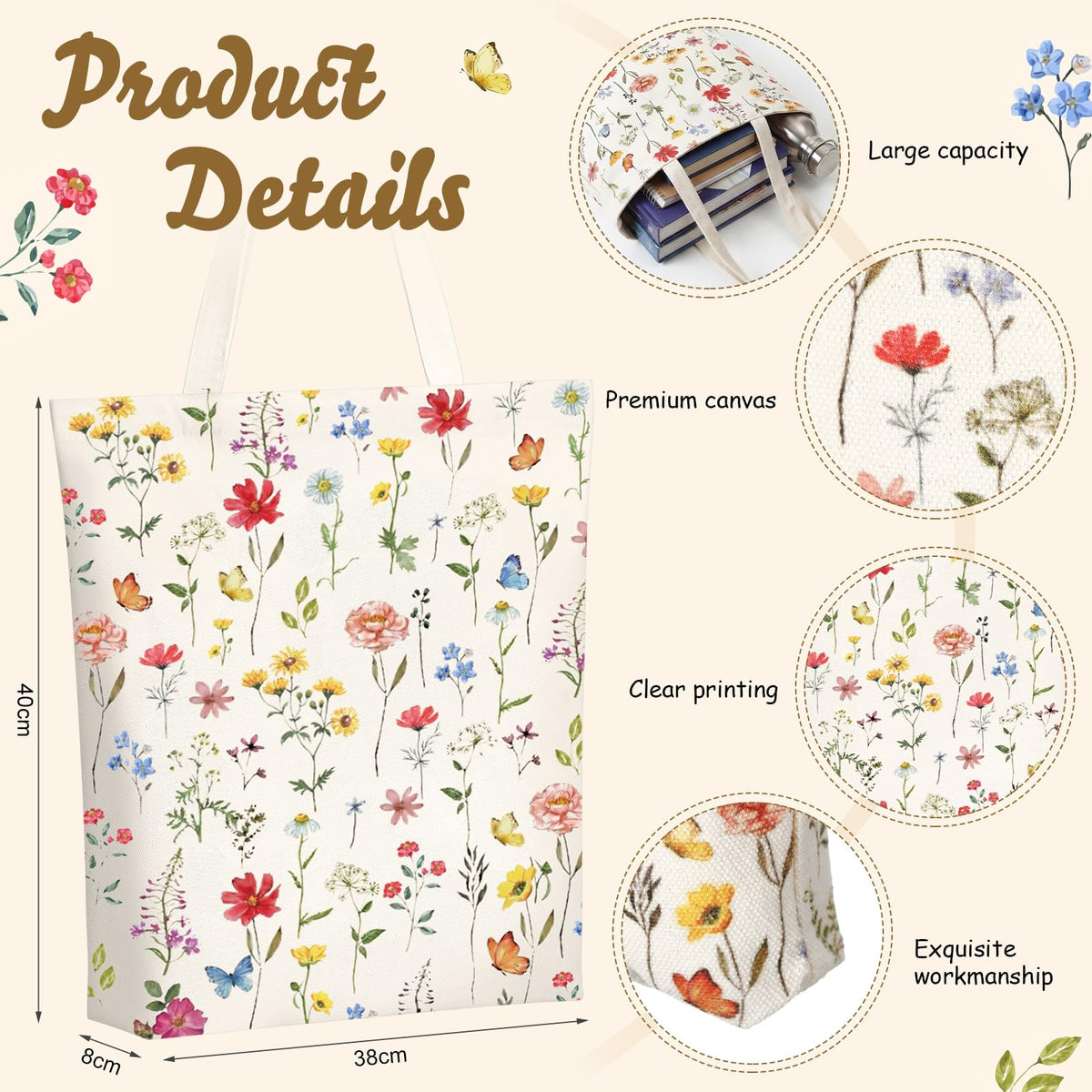 Sunnymove wildflower cosmetic bag offers washable, breathable makeup storage.