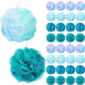 Sunnyray bulk loofahs pack closeup showing soft mesh sponges for daily cleansing.