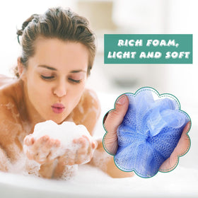 Sunnyray shower loofah in yellow creates silky lather.