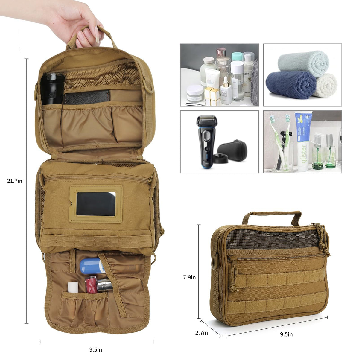 SUNRISING toiletry bag with multiple pockets keeps items organized