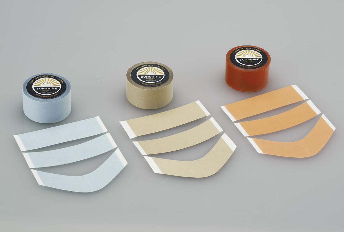 Sunshine Tape 1522 wig tape cut to size guide demonstrates flexible fitting.