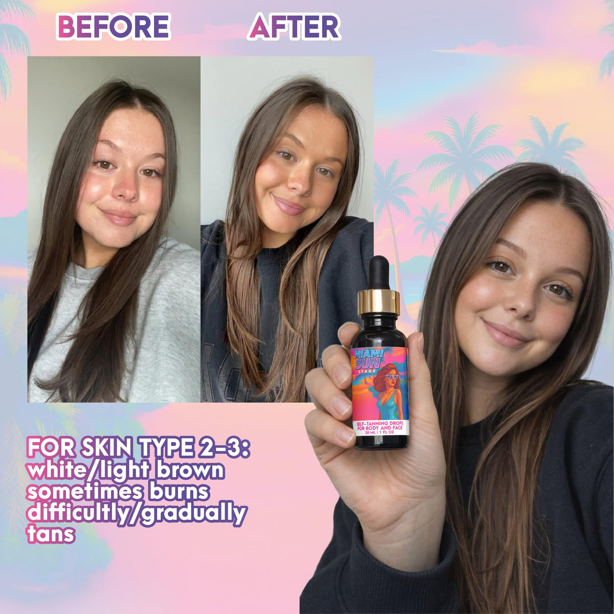 SUNSTAGE Miami Sun Stage Drops body bottle for even bronze on skin type 2-3