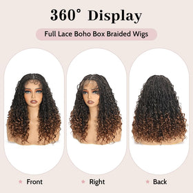 Suntefic braided wig shows boho texture and soft feel for confidence.