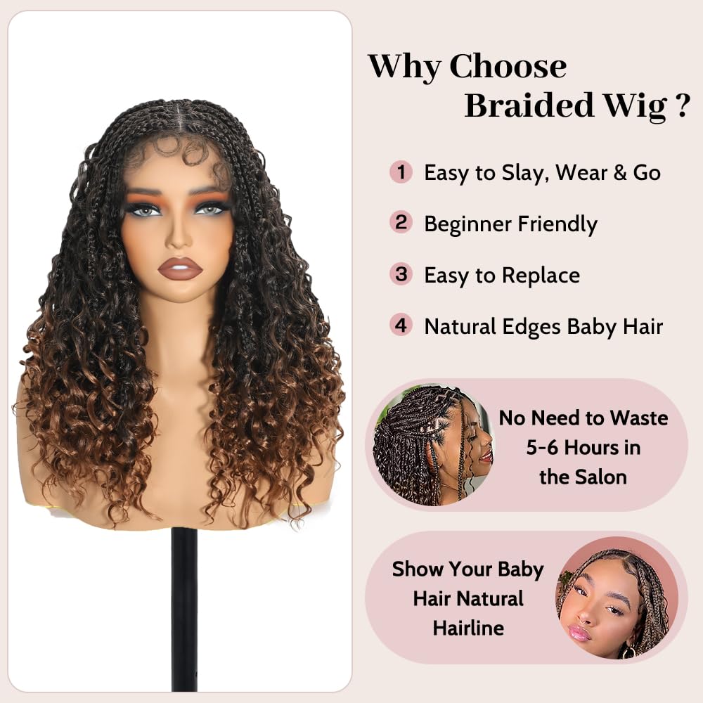 Suntefic lace-front braided wig with natural part for easy styling.
