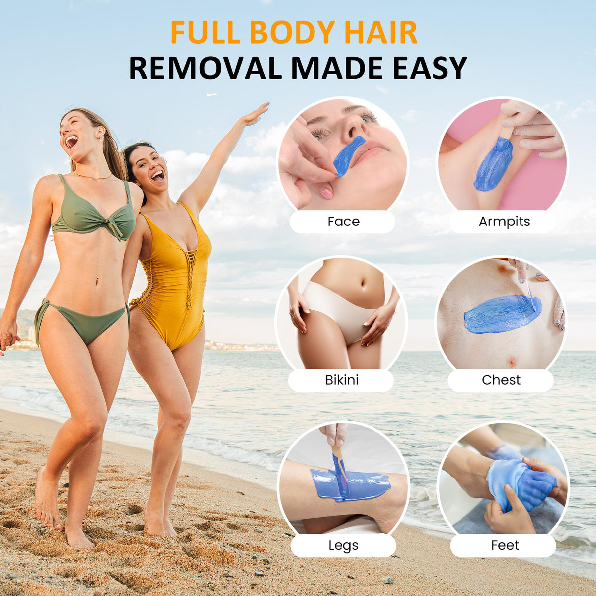 Sunvivi hard wax beads melting action for quick, even waxing