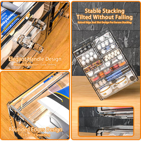 SuoXing stackable drawer organizers in clear acrylic simplify small-space vanity storage.