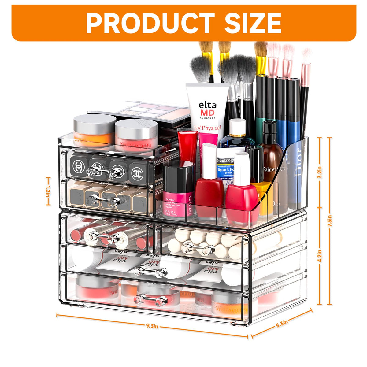 SuoXing transparent cosmetic organizer keeps brushes and palettes within easy reach.