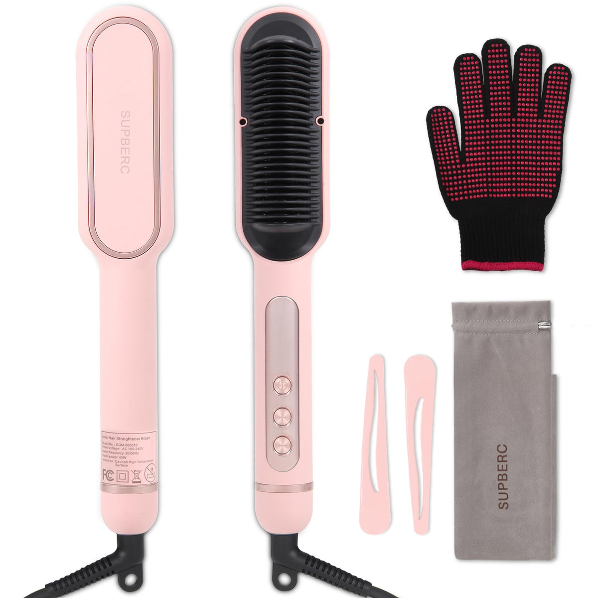 SUPBERC Negative Ionic Hair Brush with LED display for precise heat control and fast styling.