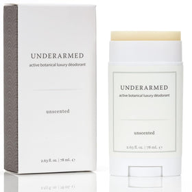 Super Natural Goods Underarmed unscented deodorant bottle showing aluminum-free formula