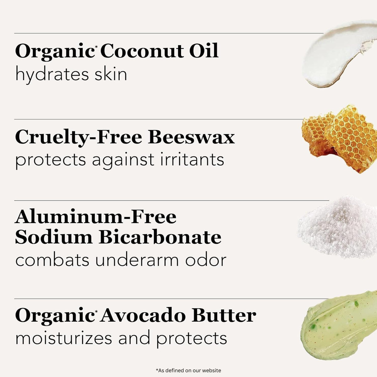 Raw mineral salt and other ingredients in Underarmed deodorant