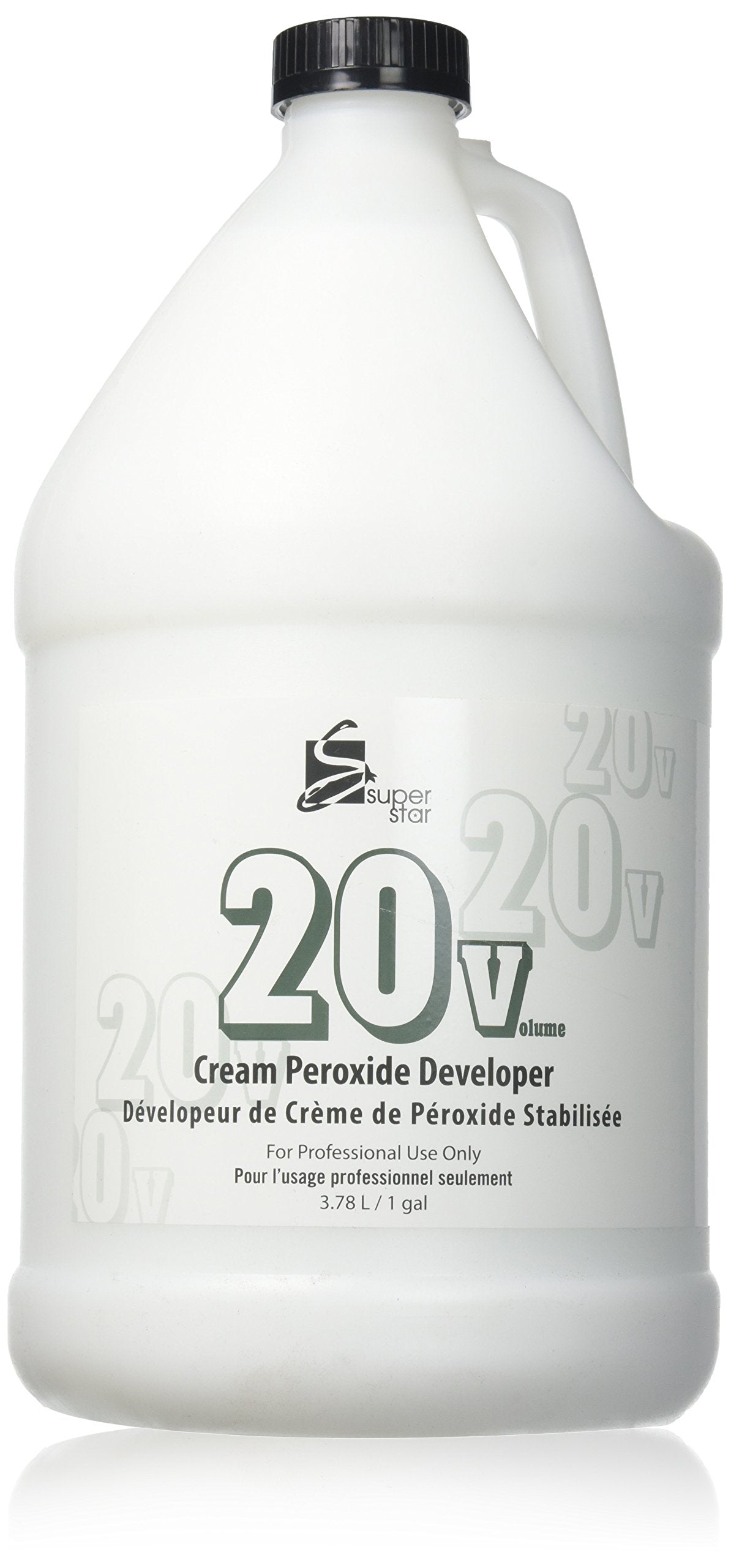 Super Star Stabilized Cream Developer 20v bottle pour enhances control for precise highlights.