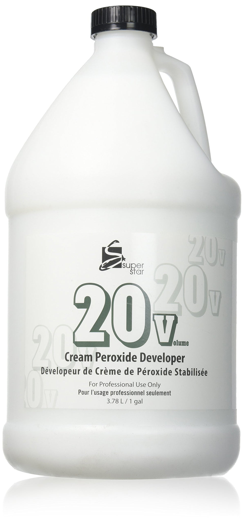 Super Star Stabilized Cream Developer 20v bottle pour enhances control for precise highlights.