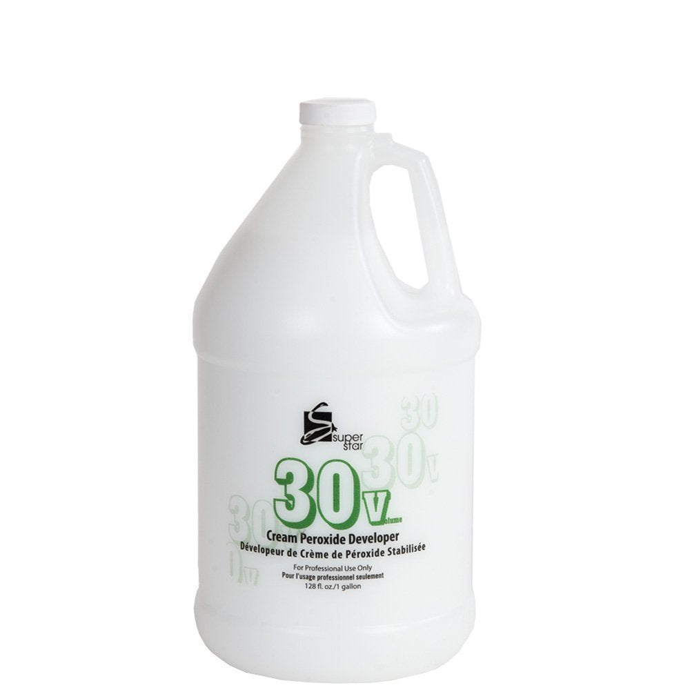Super Star Stabilized Cream Peroxide Developer 30v bottle with gel-like consistency, ideal for professional salon use.