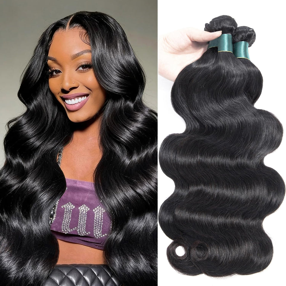 Superfect Human Hair Bundles Body Wave 18-20-22 weft shows smooth texture and natural volume.